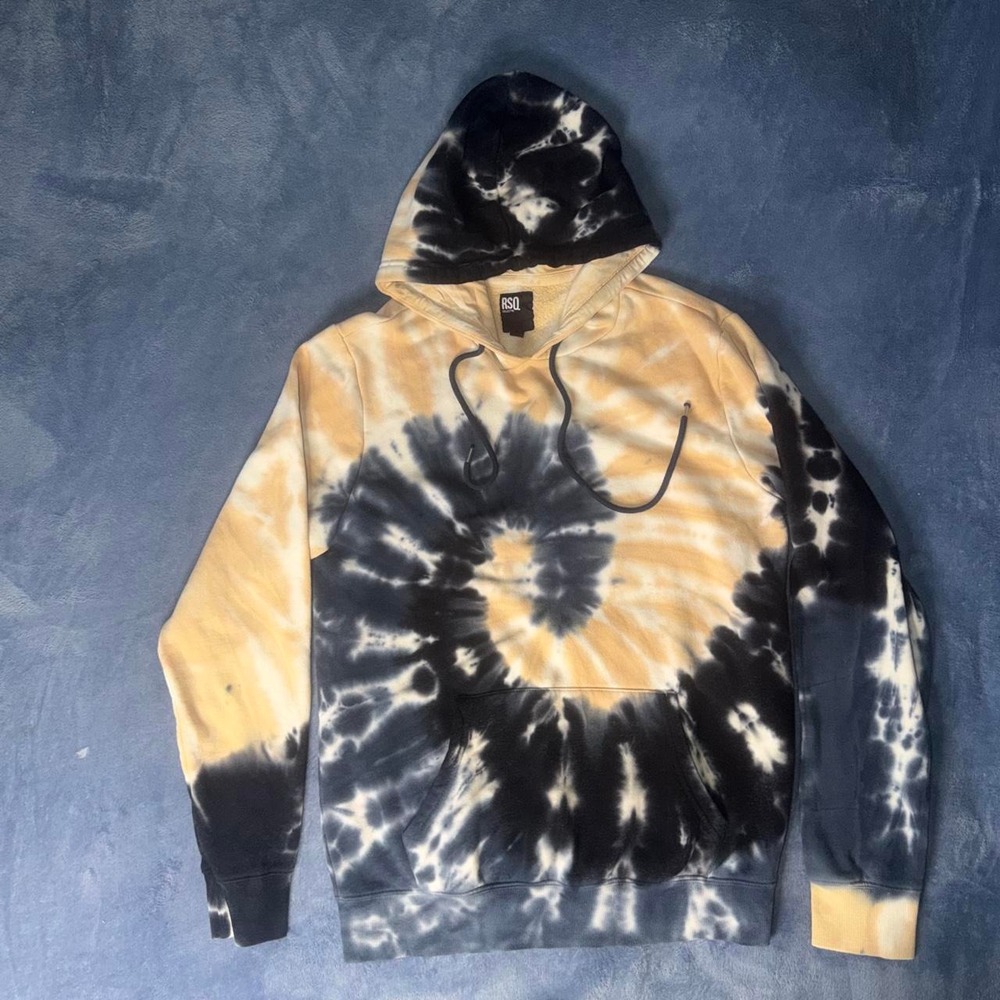 RSQ black and beige tie-dye hoodie